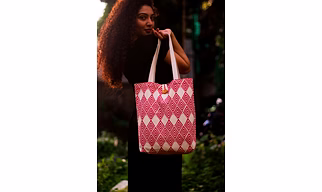 Cotton Shopping Tote Bag · Geometric Red