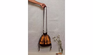 Cotton Drawstring Sling Bag • Coffee and Caramel