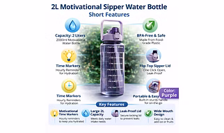 Motivational Sipper Water Bottle/Fridge Bottle - 2L