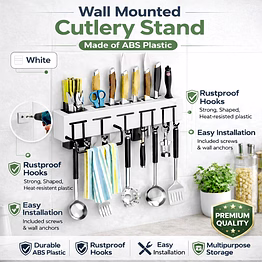 wall mounted kitchen storage cutlery stand