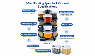3-Tier Rotating Spice Rack Carousel