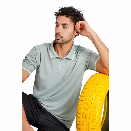 MONJI Velocity Men’s Collar Sports T-Shirt (Green)-2