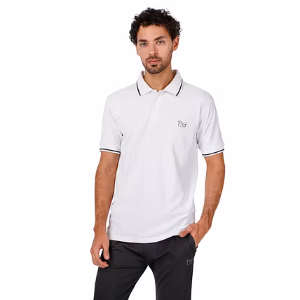 MONJI Velocity Men’s Collar Sports T-Shirt (White)-12753863