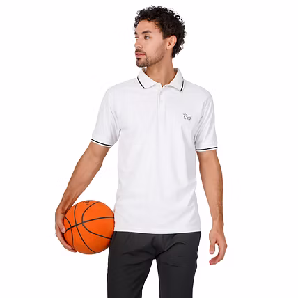 MONJI Velocity Men’s Collar Sports T-Shirt (White)-1