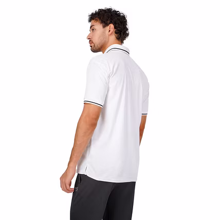 MONJI Velocity Men’s Collar Sports T-Shirt (White)-2