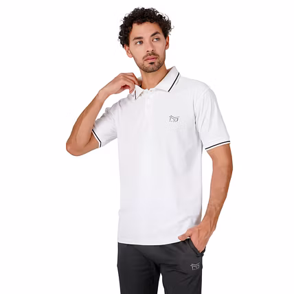 MONJI Velocity Men’s Collar Sports T-Shirt (White)-3