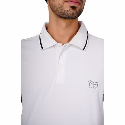 MONJI Velocity Men’s Collar Sports T-Shirt (White)-4