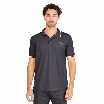 MONJI Velocity Men’s Collar Sports T-Shirt (Black)-12753865