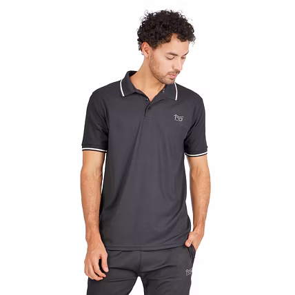 MONJI Velocity Men’s Collar Sports T-Shirt (Black)-2